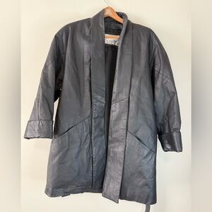 Excelled Black Leather Jacket with belt closure in size medium